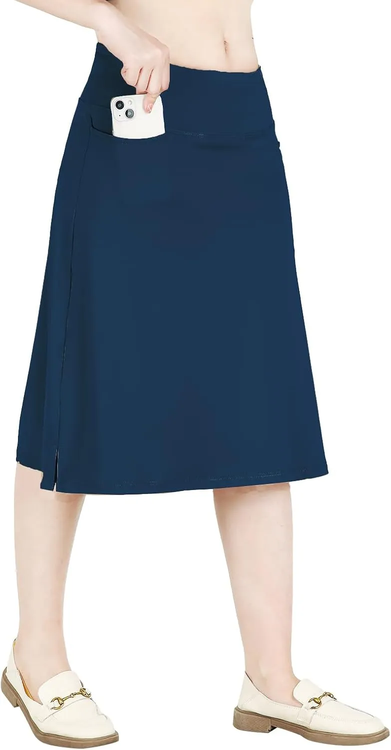 Womens Skorts Modest Knee Length Skirts Athletic Midi Active Running Skirt