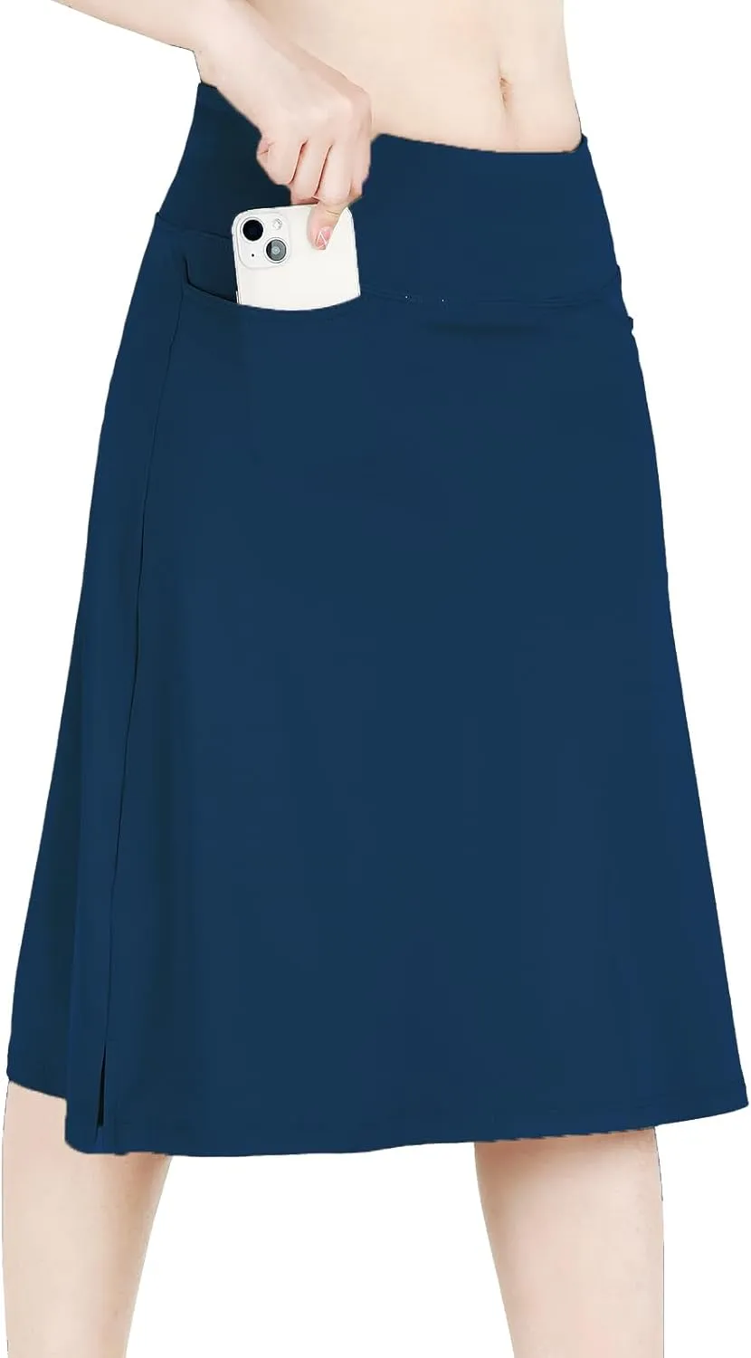 Womens Skorts Modest Knee Length Skirts Athletic Midi Active Running Skirt