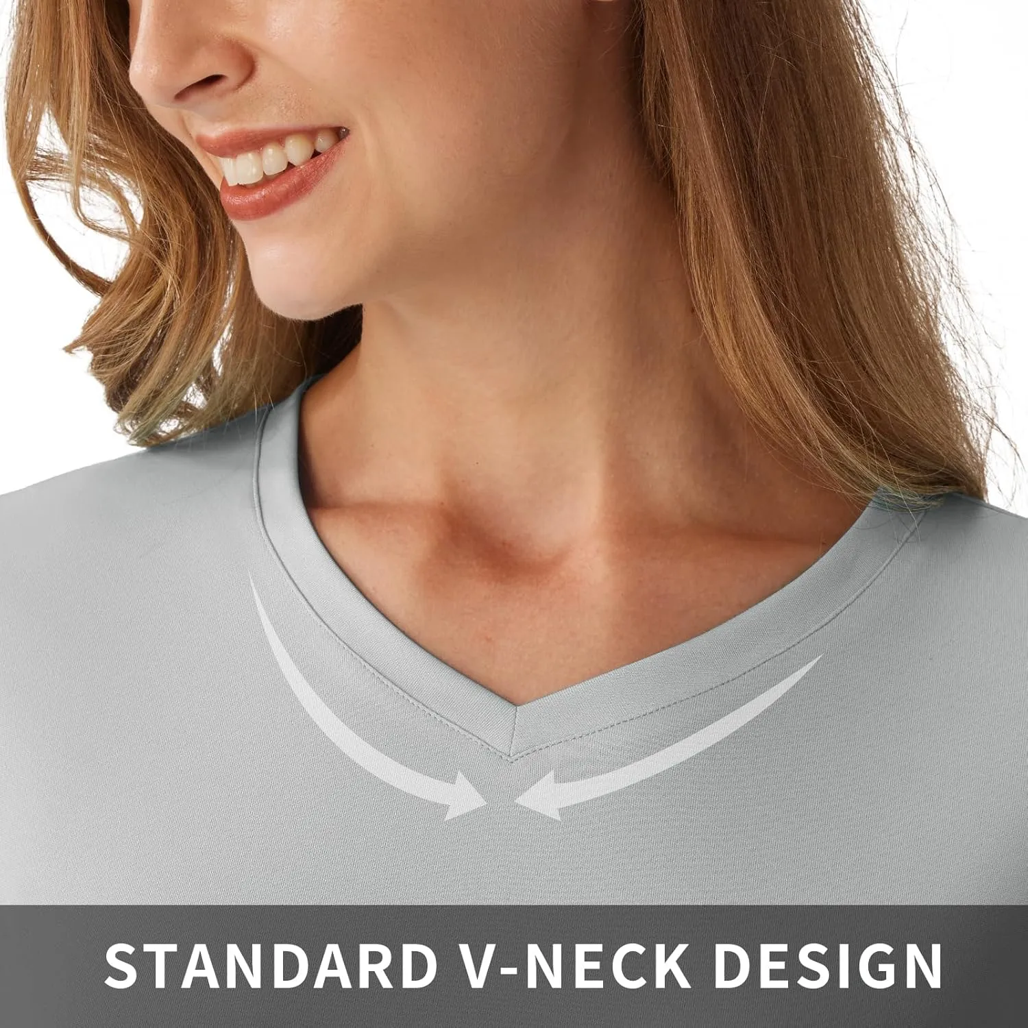 Women's Standard V-Neck UPF 50  Long Sleeve Swim Rash Guard Shirt