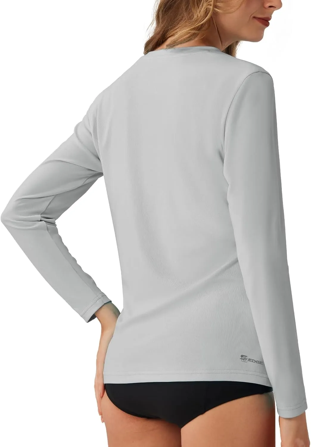 Women's Standard V-Neck UPF 50  Long Sleeve Swim Rash Guard Shirt