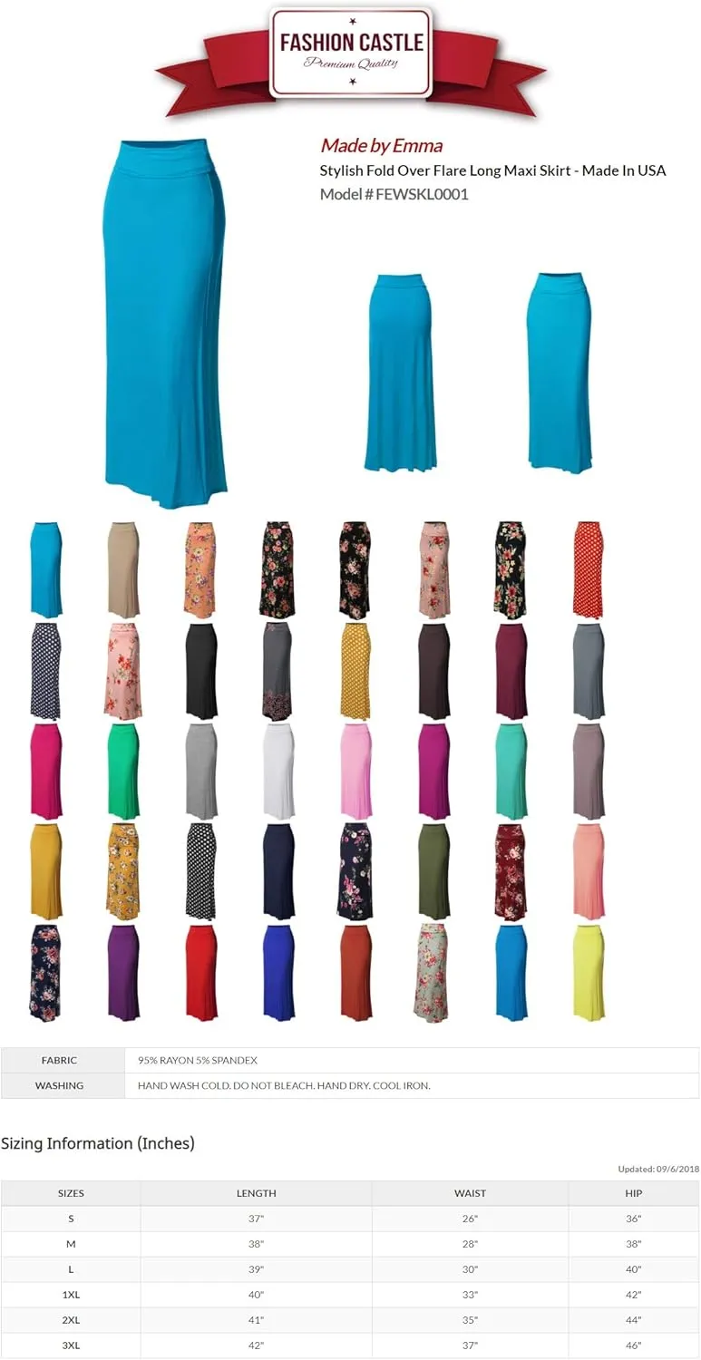Women's Stylish Fold Over Flare Long Maxi Skirt