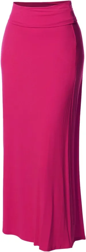 Women's Stylish Fold Over Flare Long Maxi Skirt