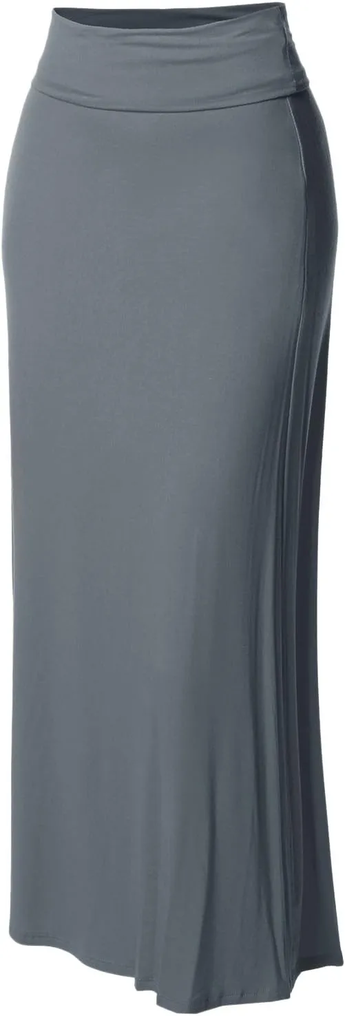 Women's Stylish Fold Over Flare Long Maxi Skirt