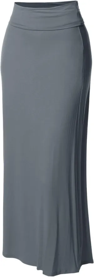 Women's Stylish Fold Over Flare Long Maxi Skirt