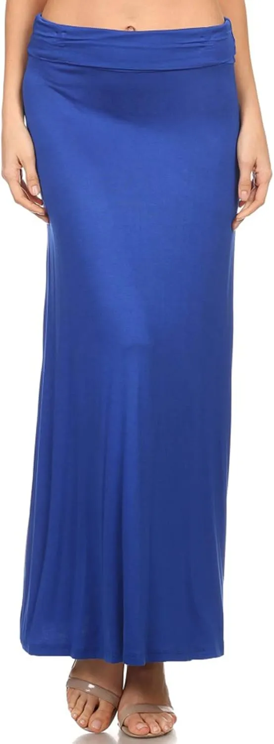 Women's Stylish Fold Over Flare Long Maxi Skirt