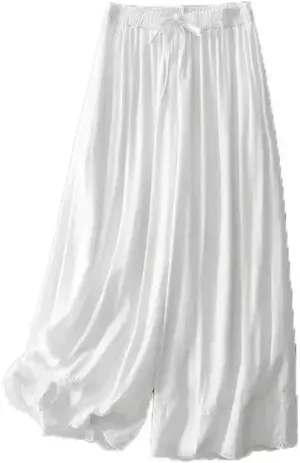 Women's Summer Cotton Linen Straight-Leg Pants Artistic Vintage Casual Loose-Fit Slim Skort