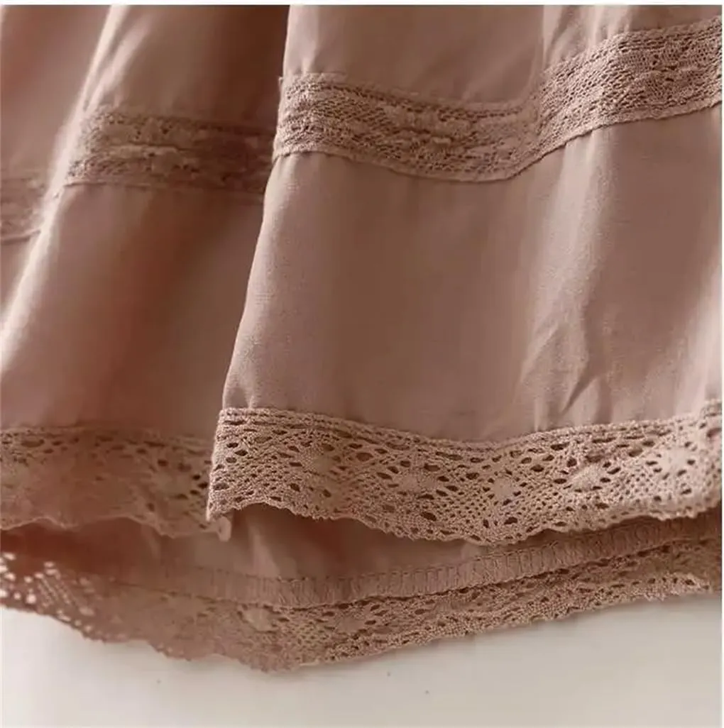 Women's Summer Cotton Linen Straight-Leg Pants Artistic Vintage Casual Loose-Fit Slim Skort