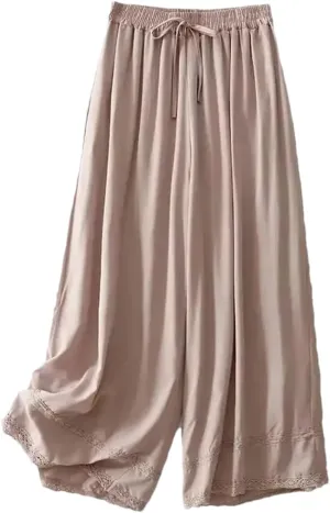 Women's Summer Cotton Linen Straight-Leg Pants Artistic Vintage Casual Loose-Fit Slim Skort