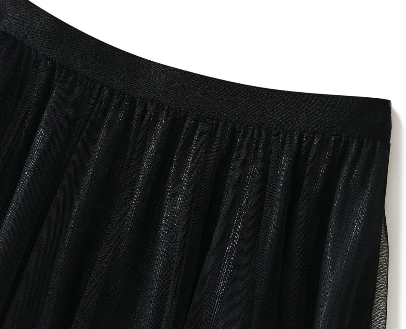 Women's Tulle Skirt Layered Pleated Mesh High Elastic Waist Skirt Flowy A-line Midi Skirt Prom Party Skirt