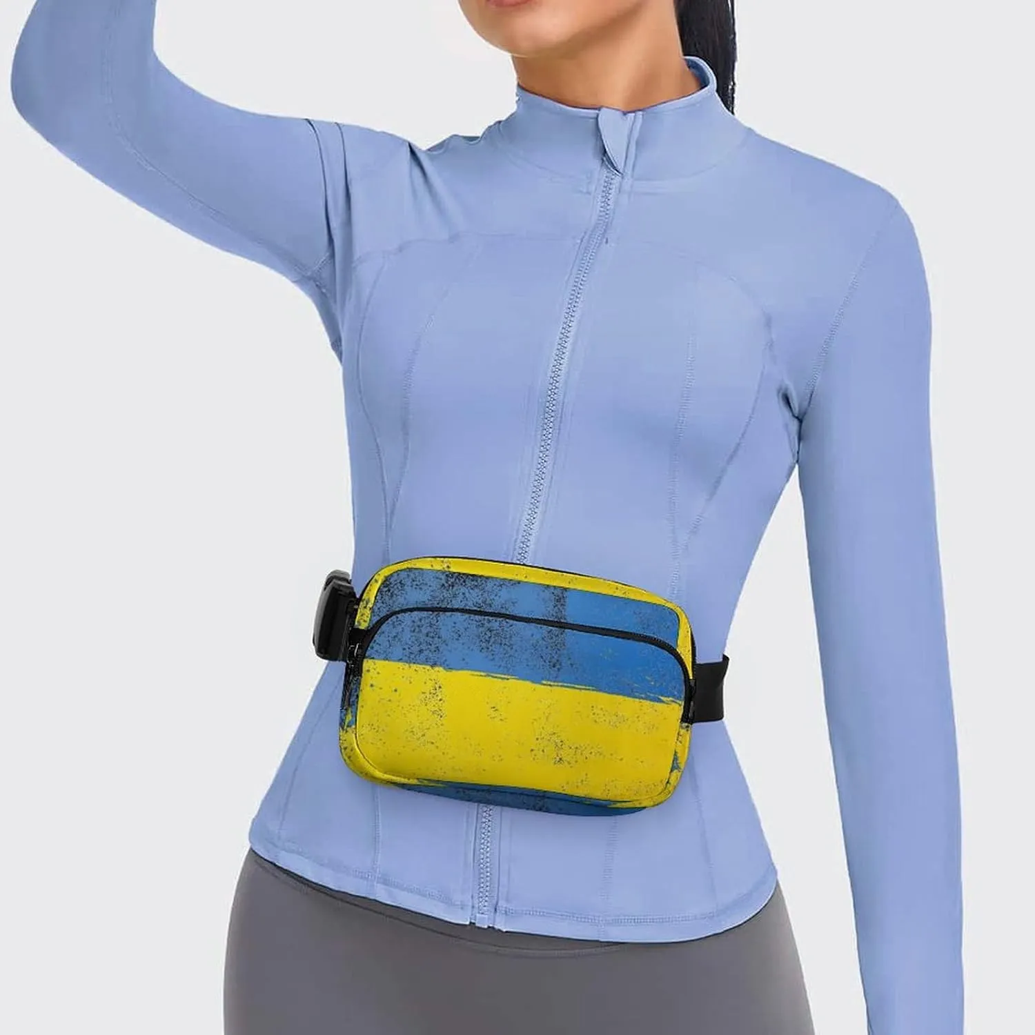 Womens Water-Resistant Waist Pack Compatible with Abstract Artistic Ukrainian Flag - Running/Travel Belt Bag with Adjustable Strap