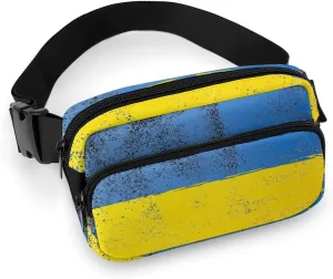 Womens Water-Resistant Waist Pack Compatible with Abstract Artistic Ukrainian Flag - Running/Travel Belt Bag with Adjustable Strap