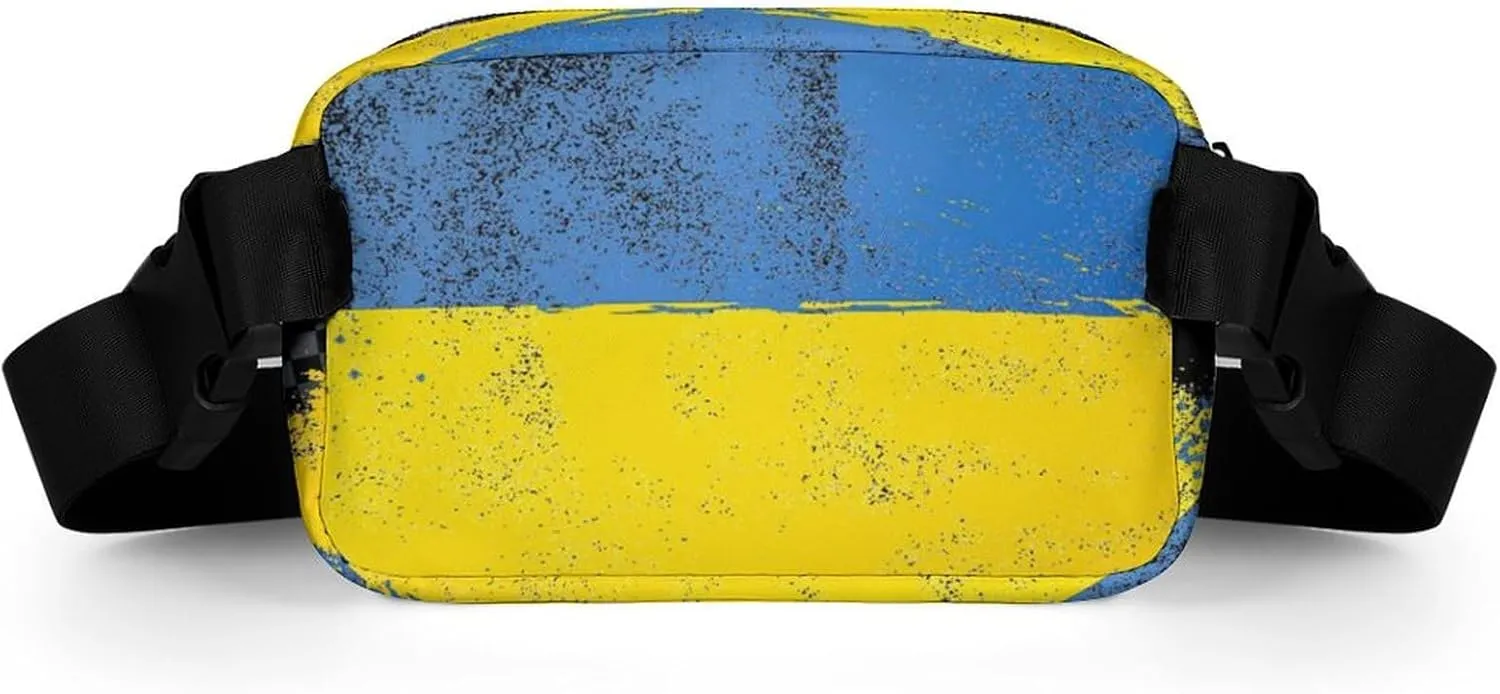 Womens Water-Resistant Waist Pack Compatible with Abstract Artistic Ukrainian Flag - Running/Travel Belt Bag with Adjustable Strap