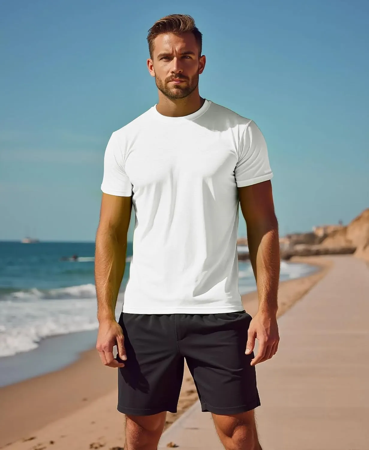 Workout Shirts Men Moisture Wicking T-Shirt Quick Dry Running Short Sleeve Gym Performance Active Tee Athletic Fit