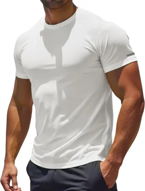 Workout Shirts Men Moisture Wicking T-Shirt Quick Dry Running Short Sleeve Gym Performance Active Tee Athletic Fit