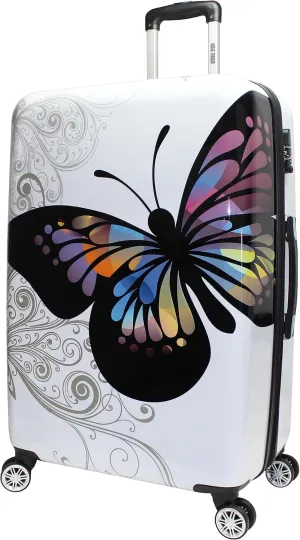 World Traveler Butterfly Polycarbonate Hardside Expandable Spinner Luggage, 28-inch