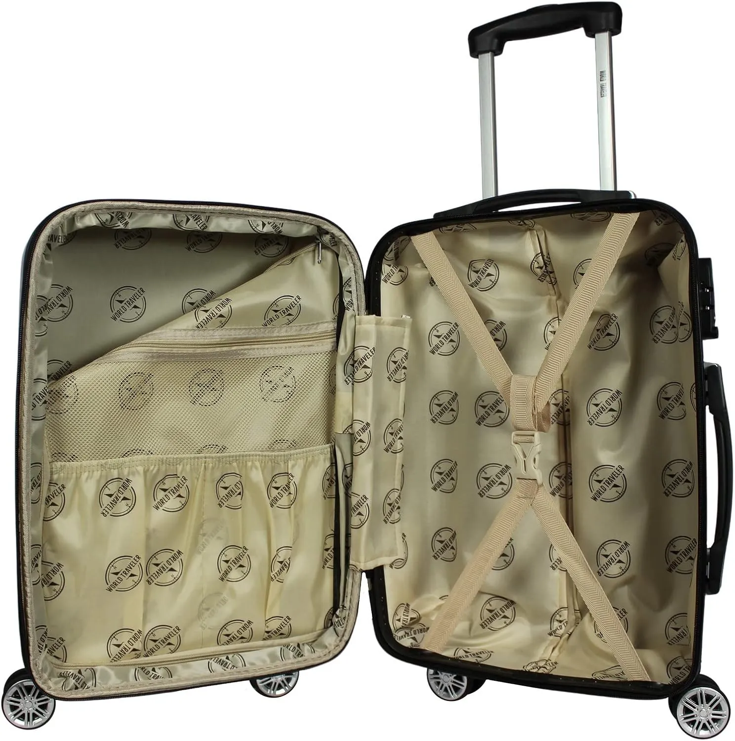World Traveler Butterfly Polycarbonate Hardside Expandable Spinner Luggage with Enhanced Wheel System, 2-Piece Carry-On Set