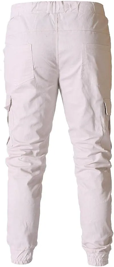 WUAI Mens Hiking Cargo Pants Slim Fit Stretch Outdoors Jogger Sweatpants Casual Elastic Waist Chino Lounge Trousers