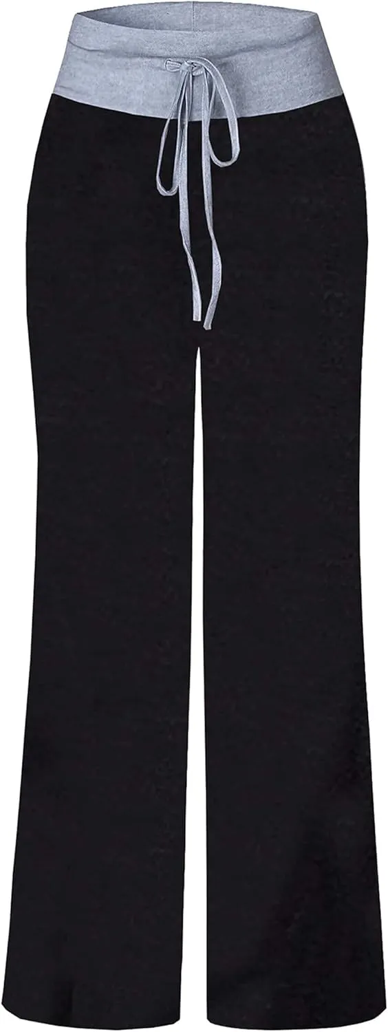 X-Image Women's Comfy Pajama Lounge Pants Floral Print Drawstring Jogger Wide Leg Athletic Pants