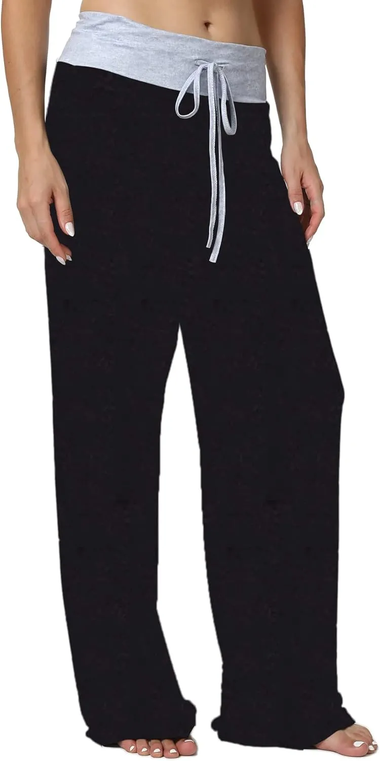 X-Image Women's Comfy Pajama Lounge Pants Floral Print Drawstring Jogger Wide Leg Athletic Pants