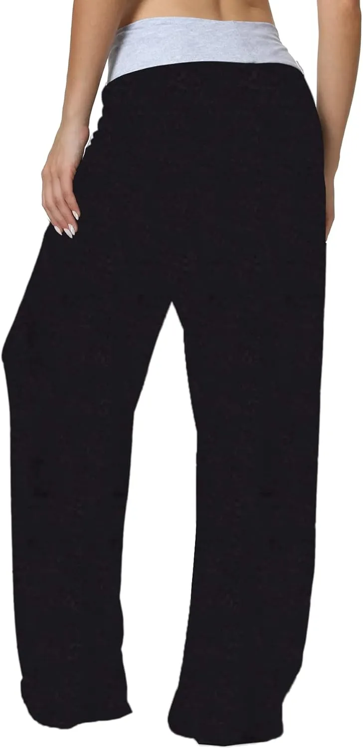 X-Image Women's Comfy Pajama Lounge Pants Floral Print Drawstring Jogger Wide Leg Athletic Pants