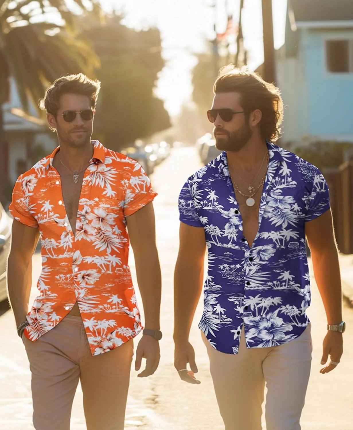 Yoimira Mens Hawaiian Shirts Short Sleeve,Print Mens Casual Button Down Floral Summer Beach Shirt