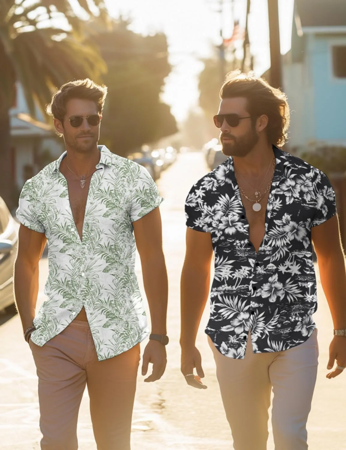 Yoimira Mens Hawaiian Shirts Short Sleeve,Print Mens Casual Button Down Floral Summer Beach Shirt