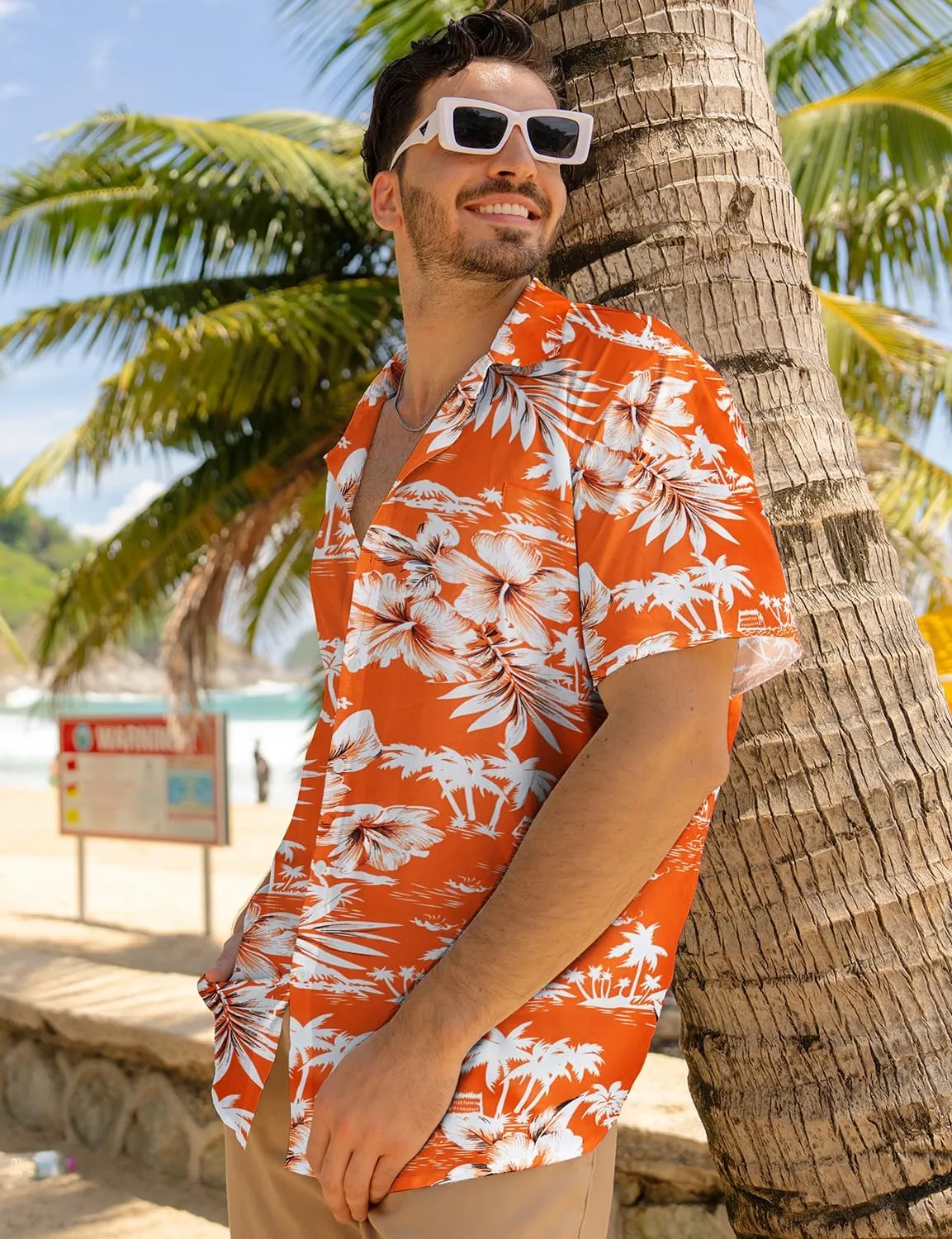 Yoimira Mens Hawaiian Shirts Short Sleeve,Print Mens Casual Button Down Floral Summer Beach Shirt