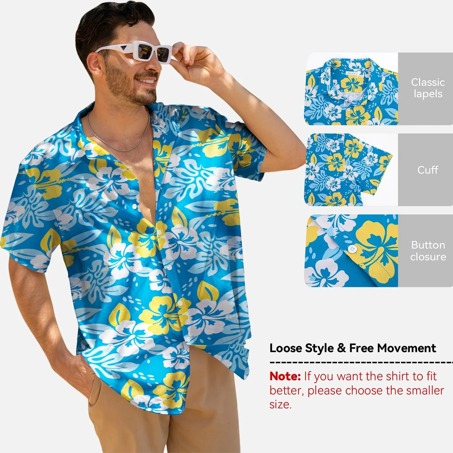 Yoimira Mens Hawaiian Shirts Short Sleeve,Print Mens Casual Button Down Floral Summer Beach Shirt