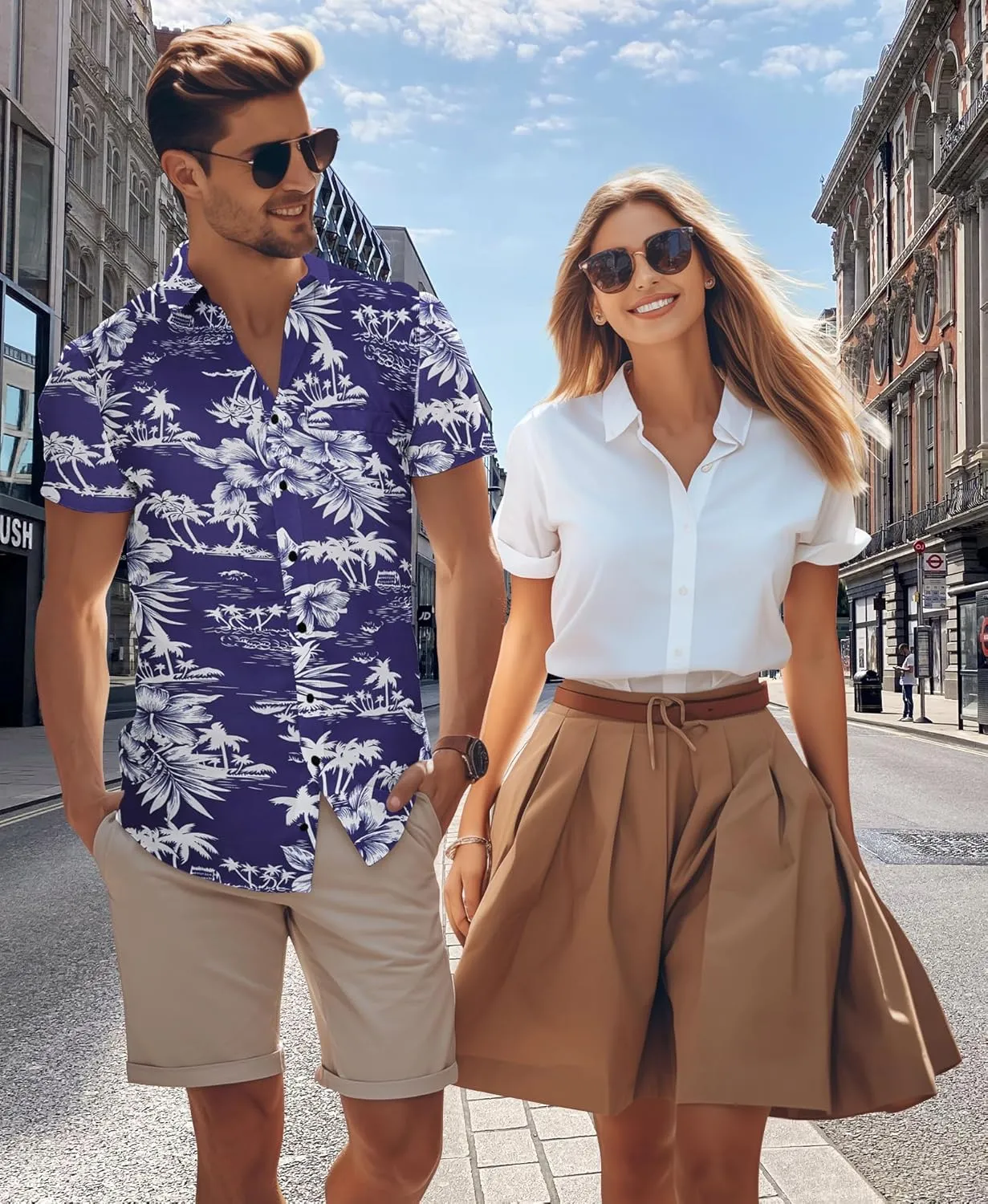 Yoimira Mens Hawaiian Shirts Short Sleeve,Print Mens Casual Button Down Floral Summer Beach Shirt