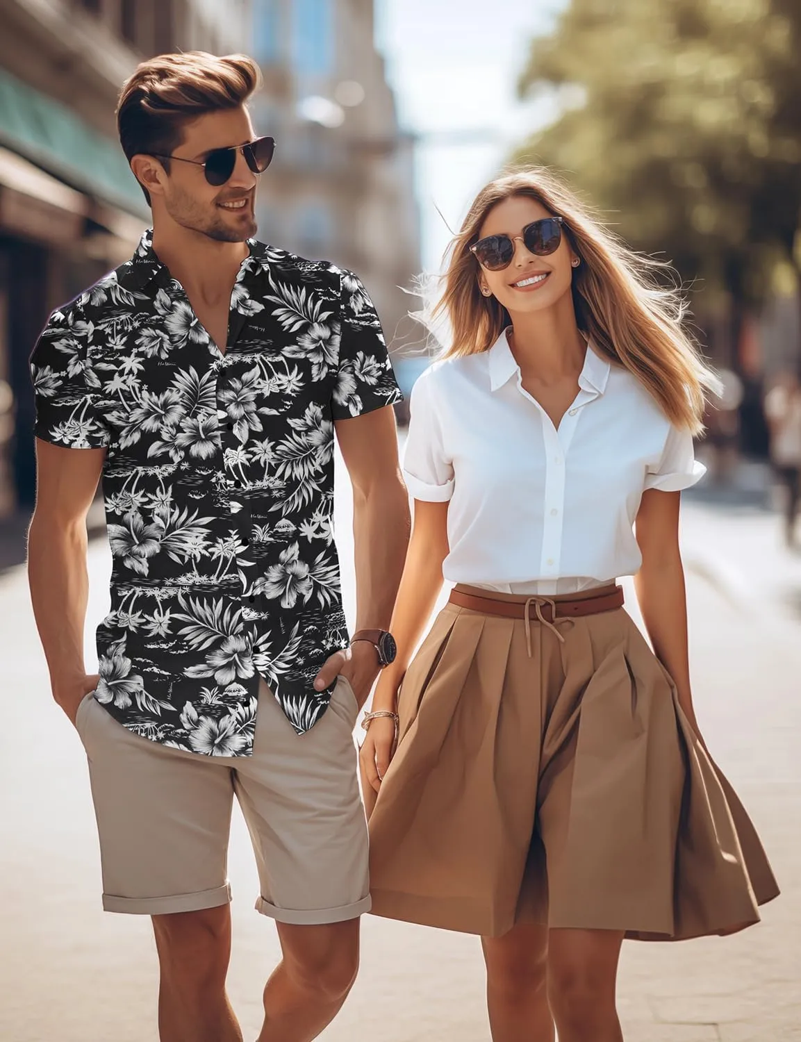 Yoimira Mens Hawaiian Shirts Short Sleeve,Print Mens Casual Button Down Floral Summer Beach Shirt