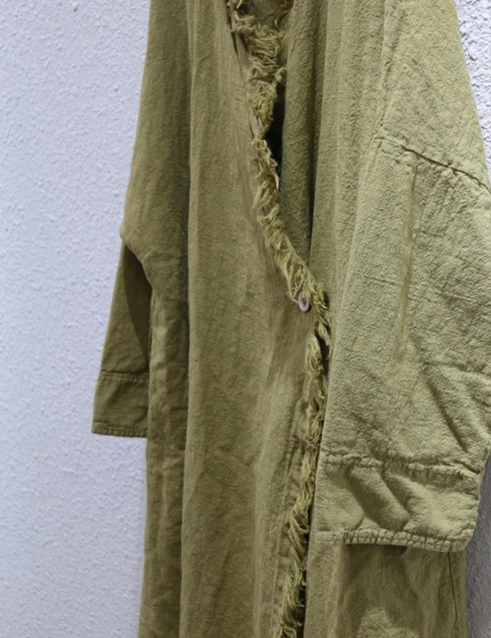Ystylee Womens Cotton Linen Long Trench Coat Front Distressed Artistic Hippie Long Sleeve Maxi Outwear with Pocket