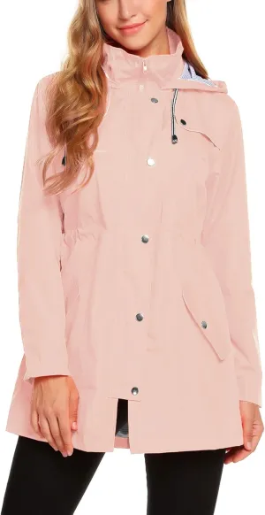 ZHENWEI Womens Lightweight Hooded Waterproof Active Outdoor Rain Jacket S-XXL