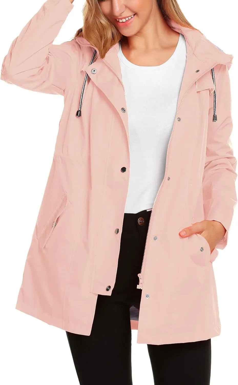 ZHENWEI Womens Lightweight Hooded Waterproof Active Outdoor Rain Jacket S-XXL