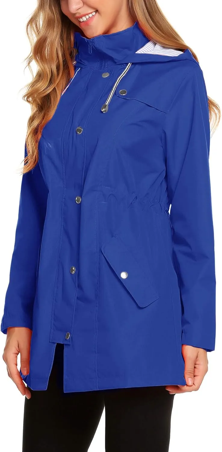 ZHENWEI Womens Lightweight Hooded Waterproof Active Outdoor Rain Jacket S-XXL