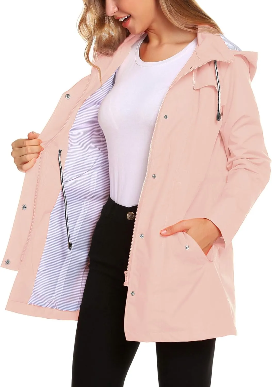 ZHENWEI Womens Lightweight Hooded Waterproof Active Outdoor Rain Jacket S-XXL