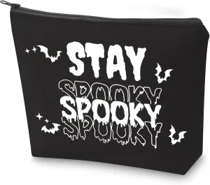 ZJXHPO Spooky Vibe Cosmetic Bag Stay Spooky Makeup Bag With Zipper Halloween Party Gift Spooky Season Toiletry Bag (Stay Spooky)